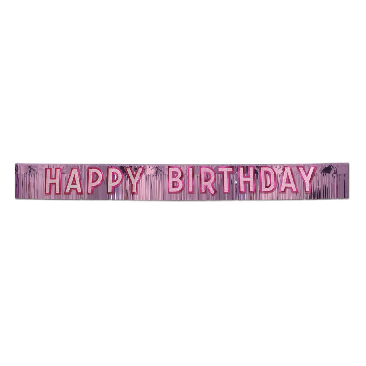 6 Pack Bulk Metallic Happy Birthday Party Banner - pink with silver
